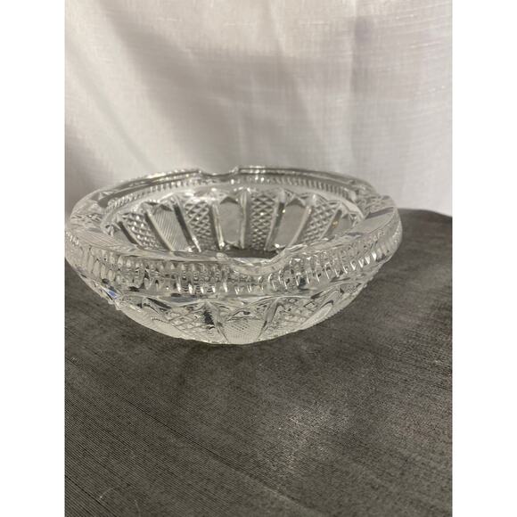 VTG Czech Bohemian (?) Cut Glass Crystal Ashtray 5.25 in Art Deco Star base EUC - Picture 1 of 16